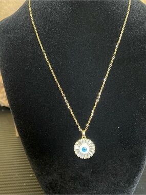"EVIL EYE" NECKLACE, 18K GOLD PLATED STEEL